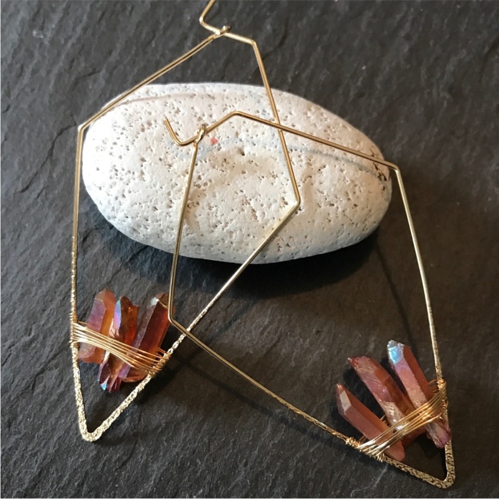 Beautiful gold quartz earrings - Picture 5 of 8